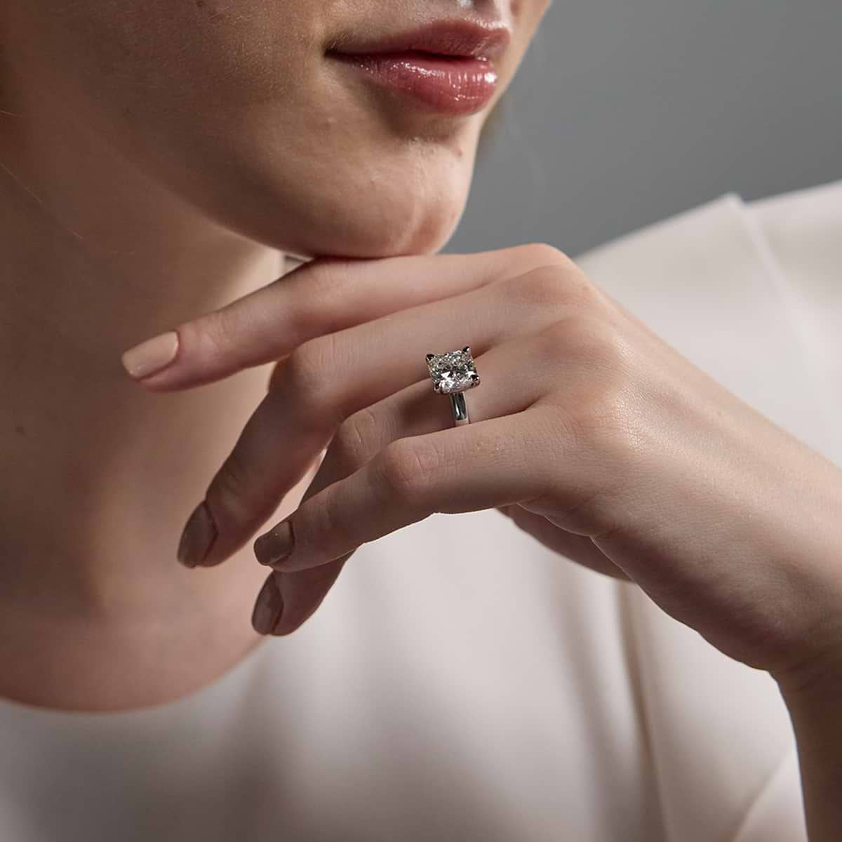 3 ctw Cushion Lab Grown Diamond Solitaire Engagement Ring